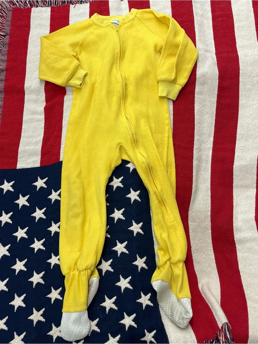 Vintage Sesame Street Bright Yellow Fleece Footed One-Piece Pajamas Size 5T